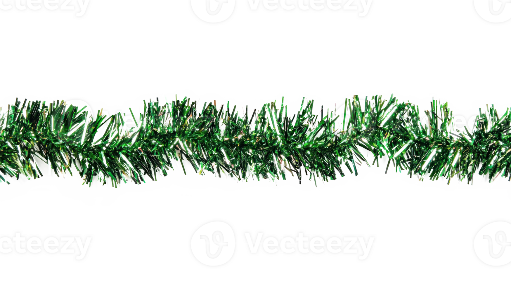Green tinsel border frame isolate on transparent background png
