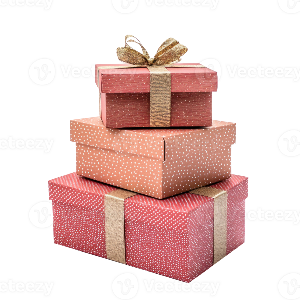 Gift boxes stack front view isolate on transparent background png