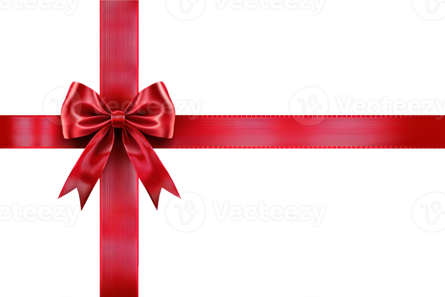 Shiny red gift's bow and ribbon, 3D realistic isolate on transparent background png