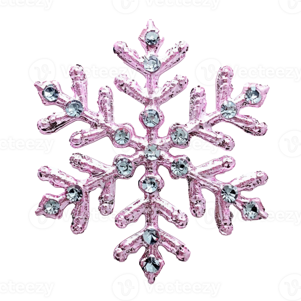 Shiny Pink Christmas Snowflake isolate on transparent background png