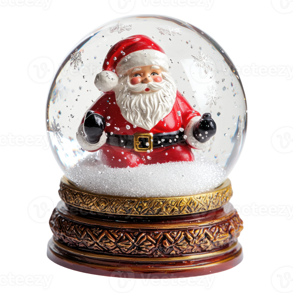 Santa Claus inside Snow Globe front view isolate on transparent background png