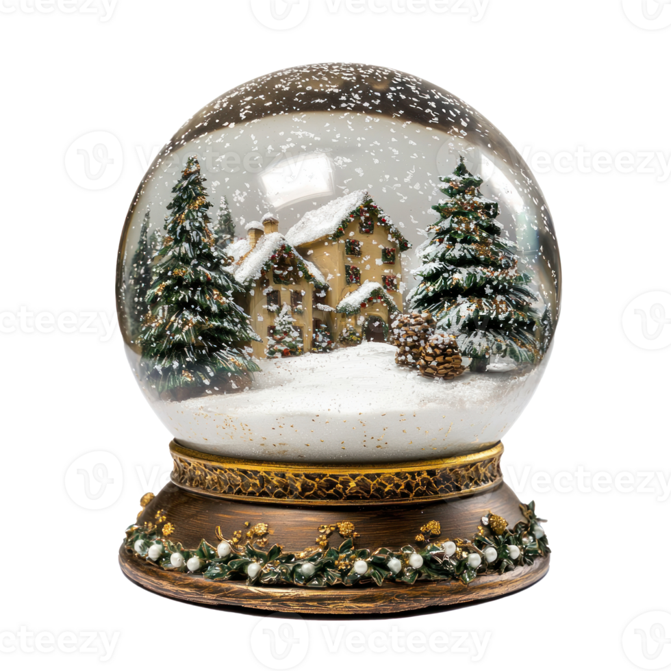 Empty Snow globe Christmas front view isolate on transparent background png