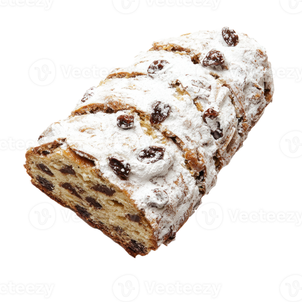 Christmas Stollen top view isolate on transparent background png