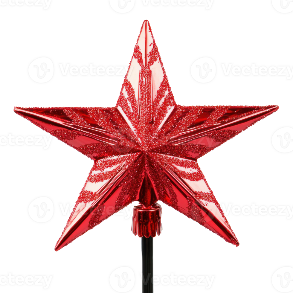 Christmas red star topper isolate on transparent background png
