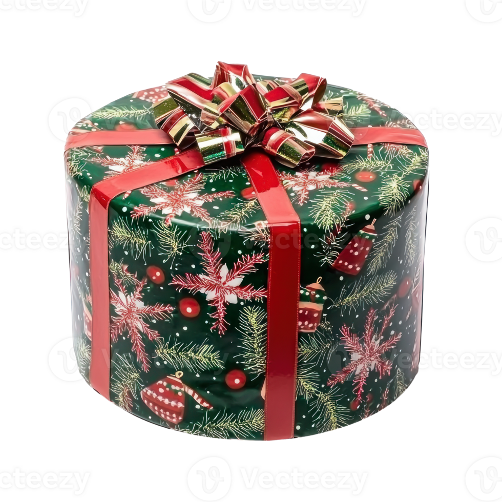 Round christmas present front view isolate on transparent background png
