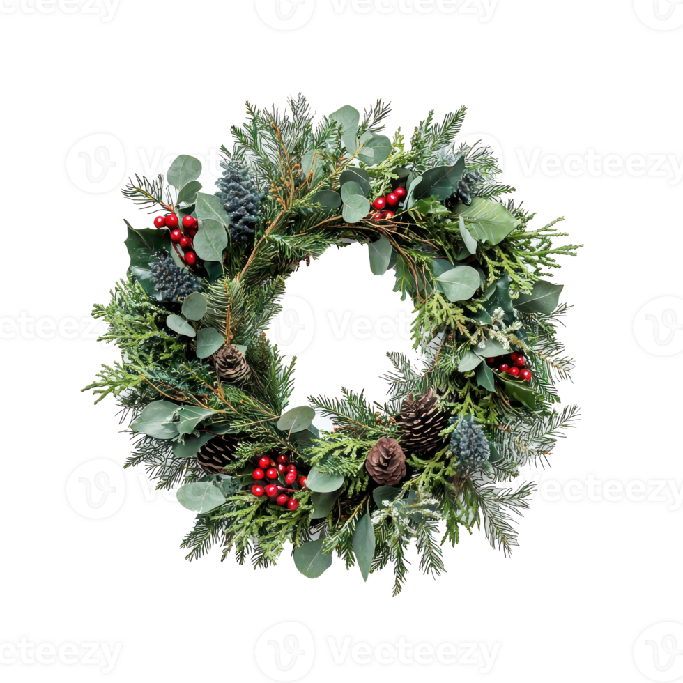 Christmas Wreath front view isolate on transparent background png