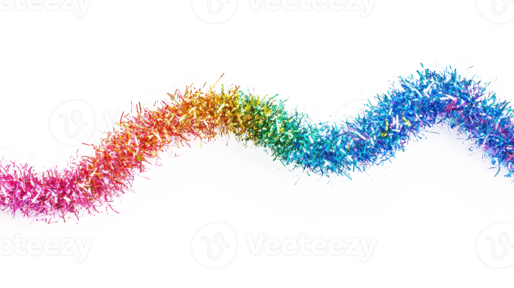 Rainbow twist and curve tinsel isolate on transparent background png