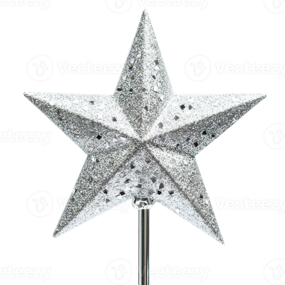 Christmas silver star topper isolate on transparent background png