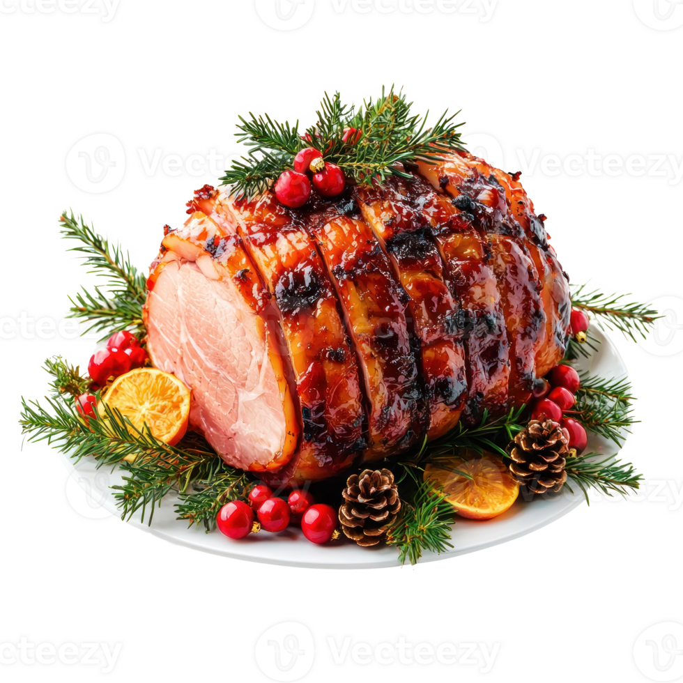 Christmas ham front view isolate on transparent background png