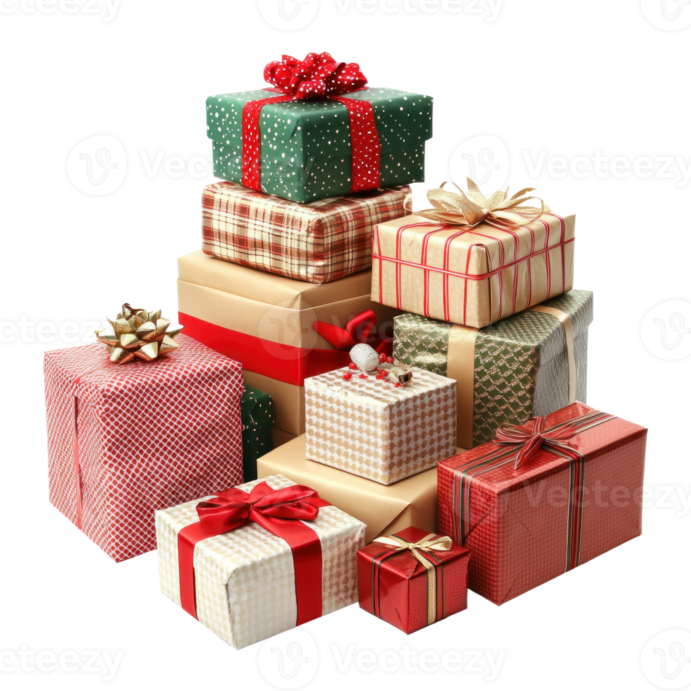 Christmas Presents stack isolate on transparent background png