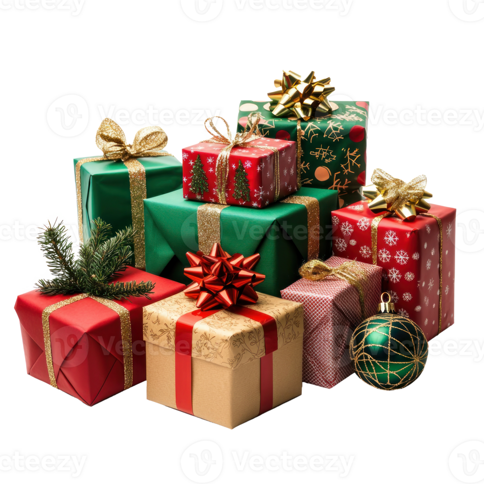 Christmas Presents front view isolate on transparent background png
