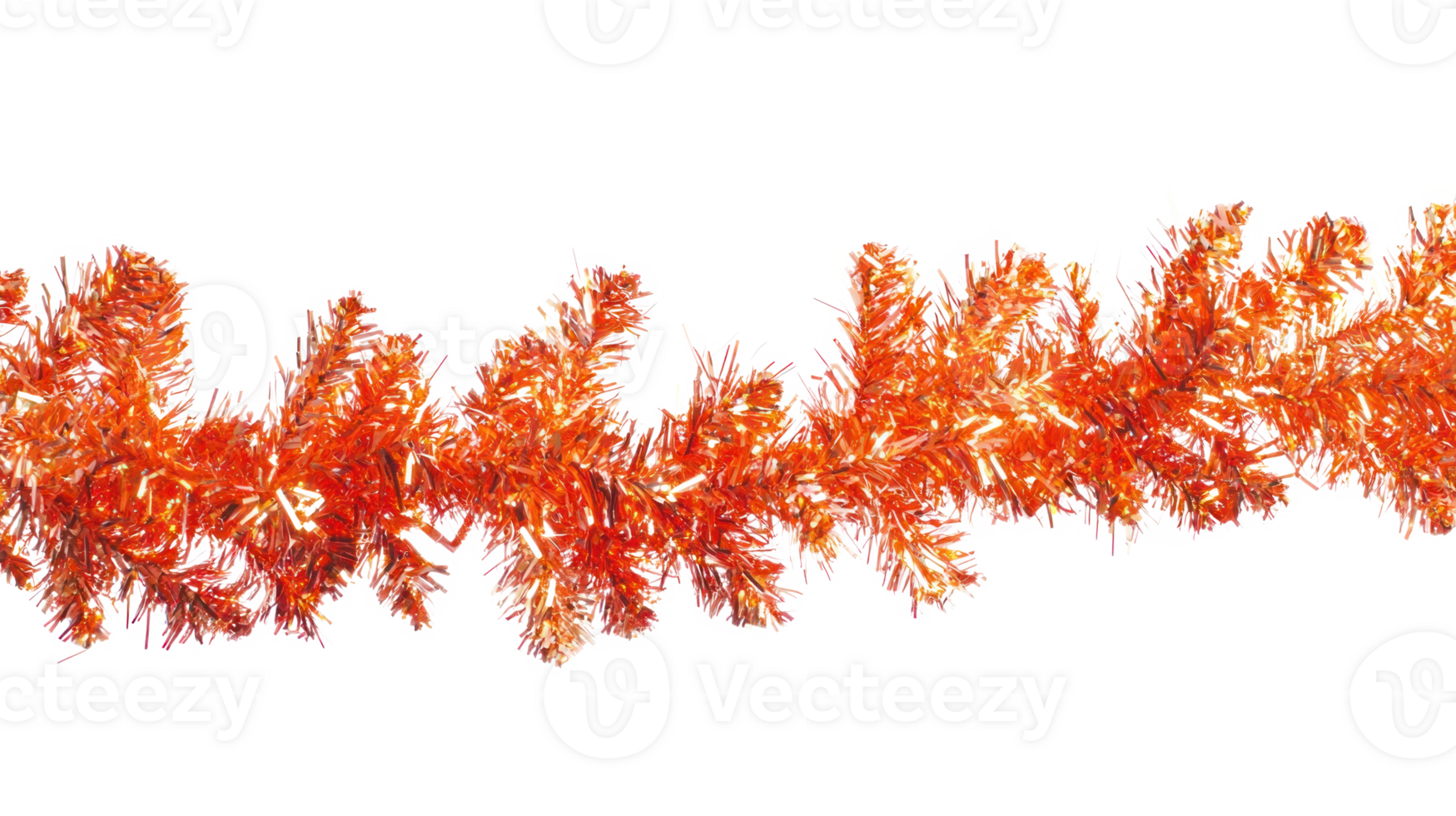 Orange tinsel border frame isolate on transparent background png