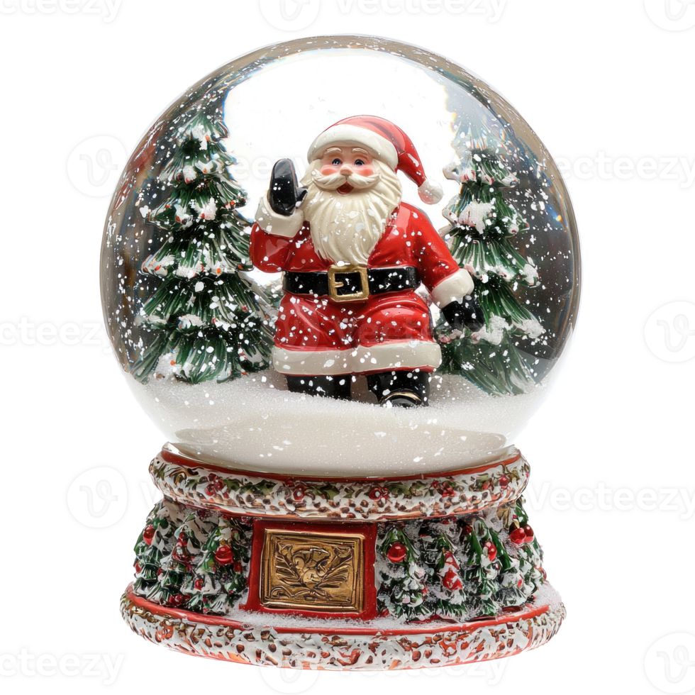 A snow globe with Santa inside isolate on transparent background png