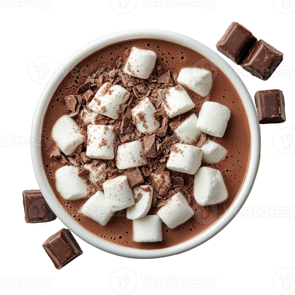 Hot cocoa mix top view isolate on transparent background png