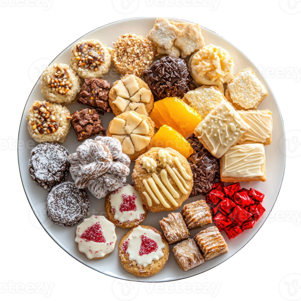 Christmas delicious cookies plate isolate on transparent background png