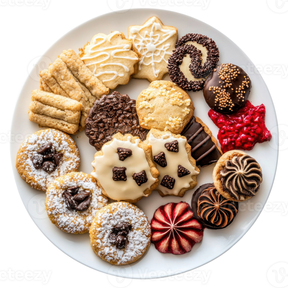 Christmas delicious cookies plate isolate on transparent background png
