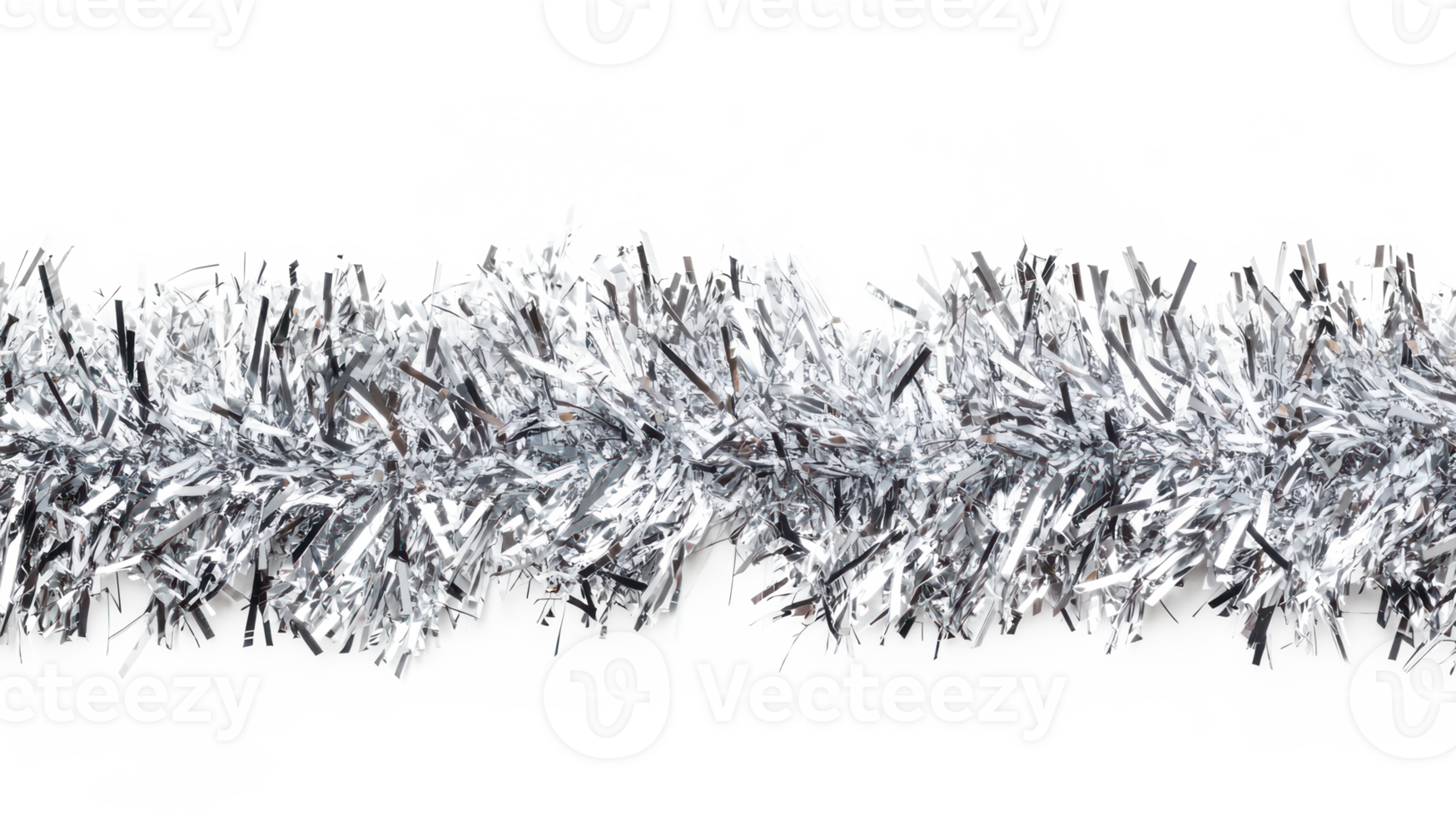 Silver tinsel border frame isolate on transparent background png