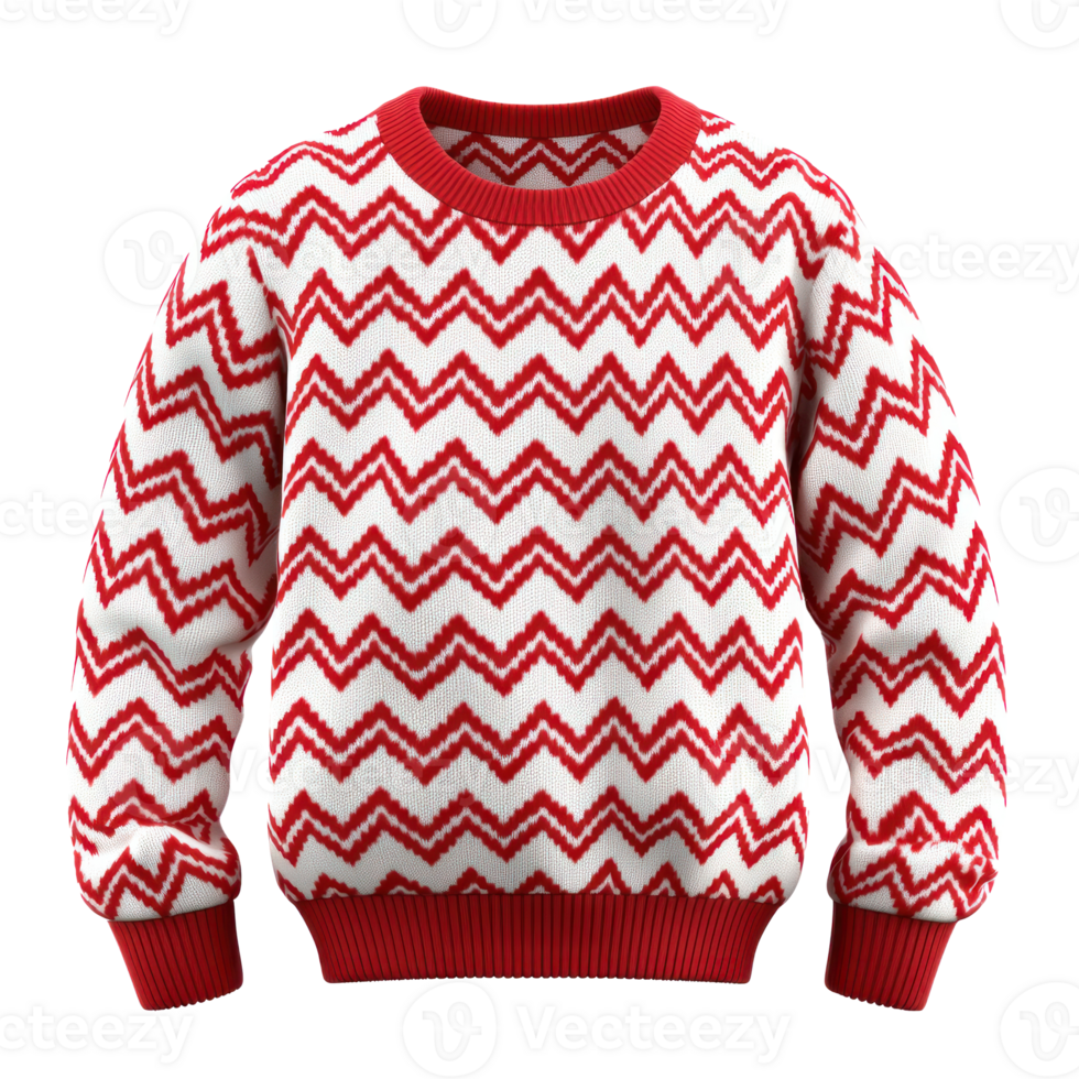 Red sweetshirt with white pattern 3D isolate on transparent background png