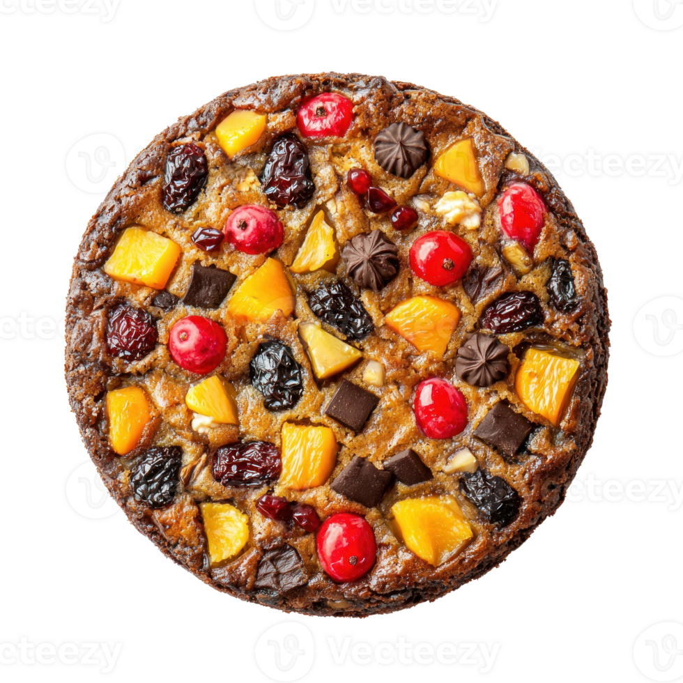 Christmas Fruit cake top view isolate on transparent background png