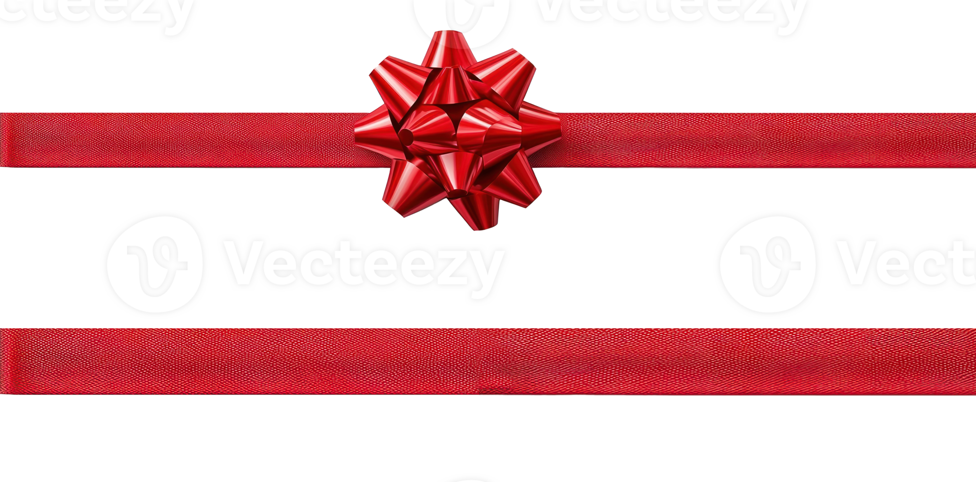 Shiny red gift's bow and ribbon, 3D realistic isolate on transparent background png