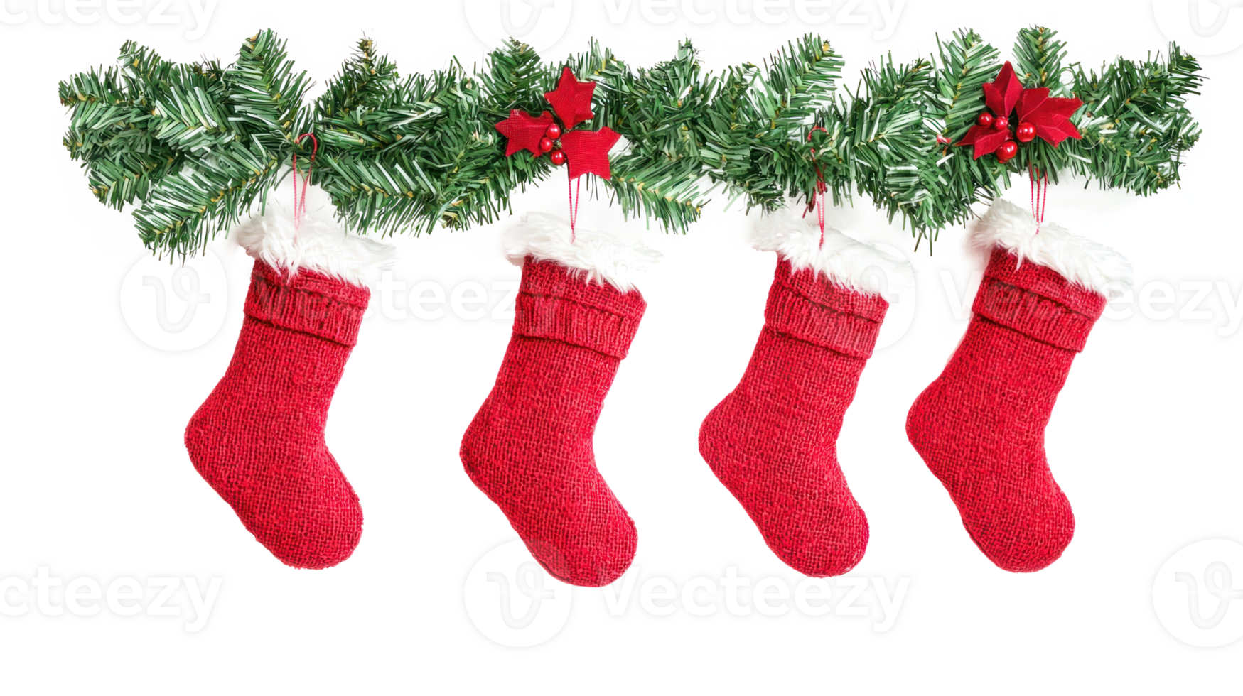 Christmas Stockings Garland hanging string isolate on transparent background png