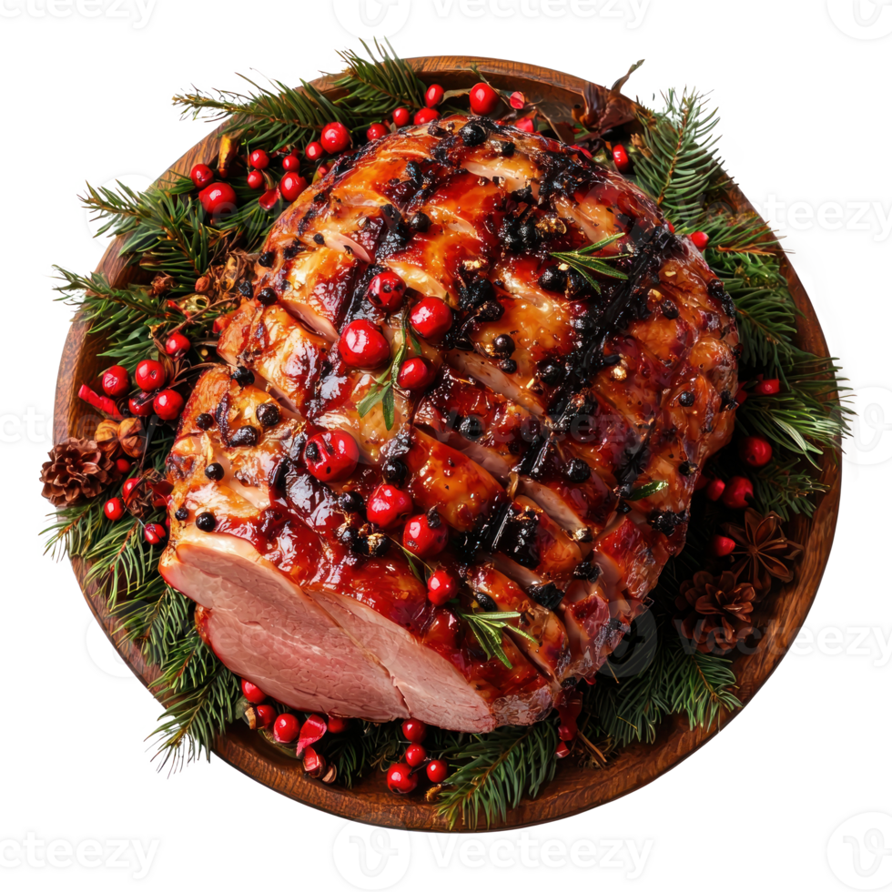 Christmas ham top view isolate on transparent background png