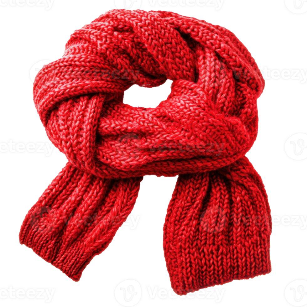 Christmas red Knitted Scarf isolate on transparent background png