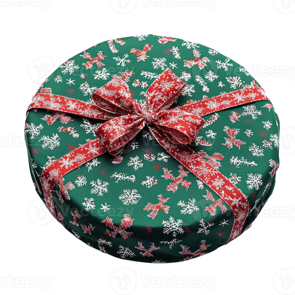 Round christmas present isolate on transparent background png