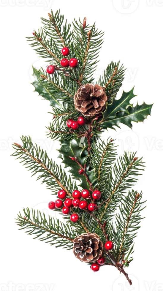 Christmas arrangement of evergreen twigs isolate on transparent background png