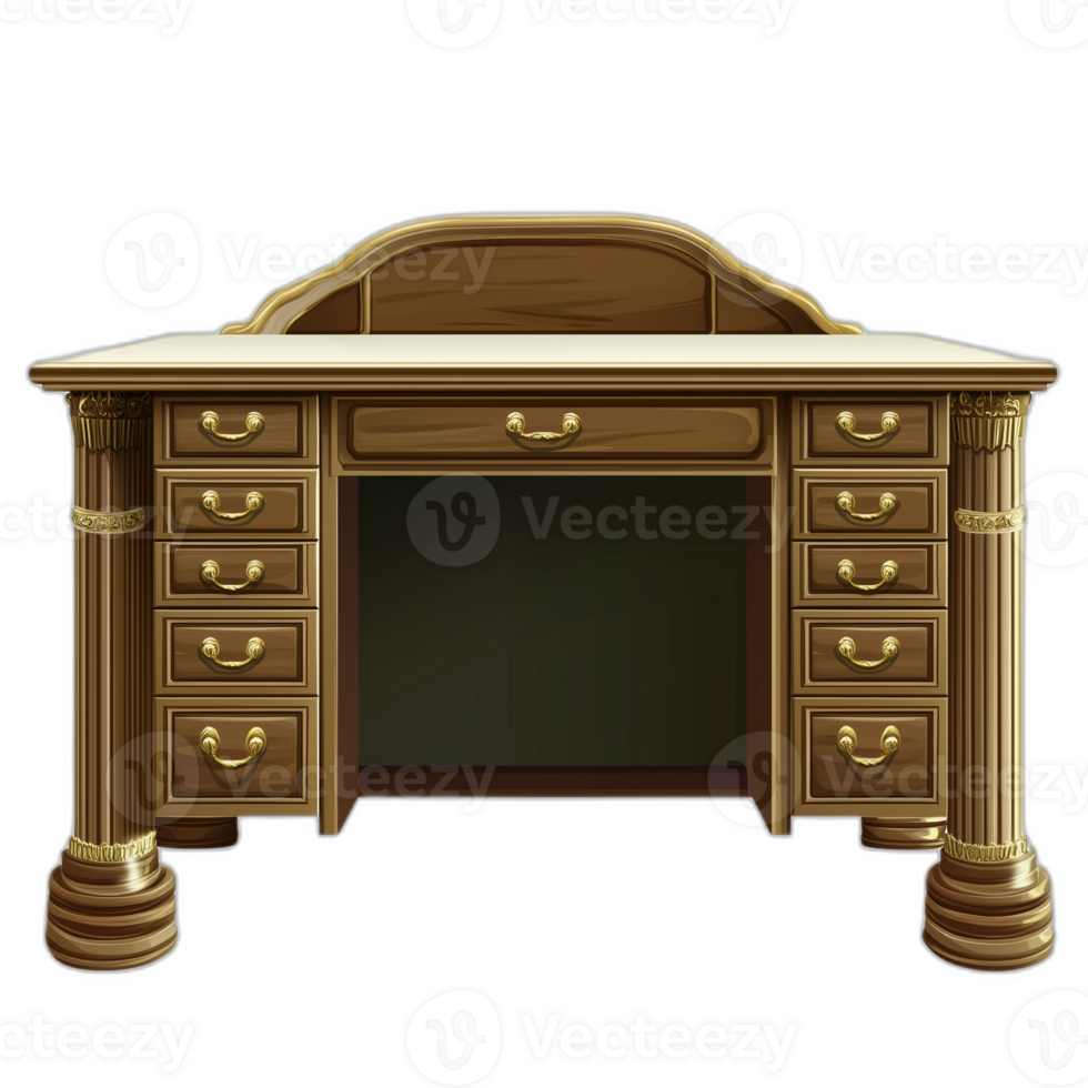 American Traditional Standing desk Furniture piece, Furniture rendering png