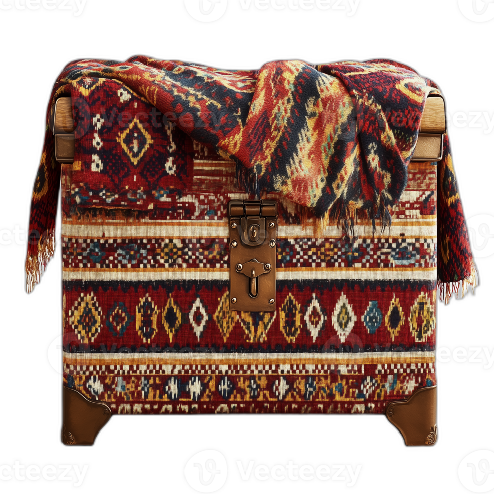 Bohemian Storage trunk Furniture piece, Furniture rendering png