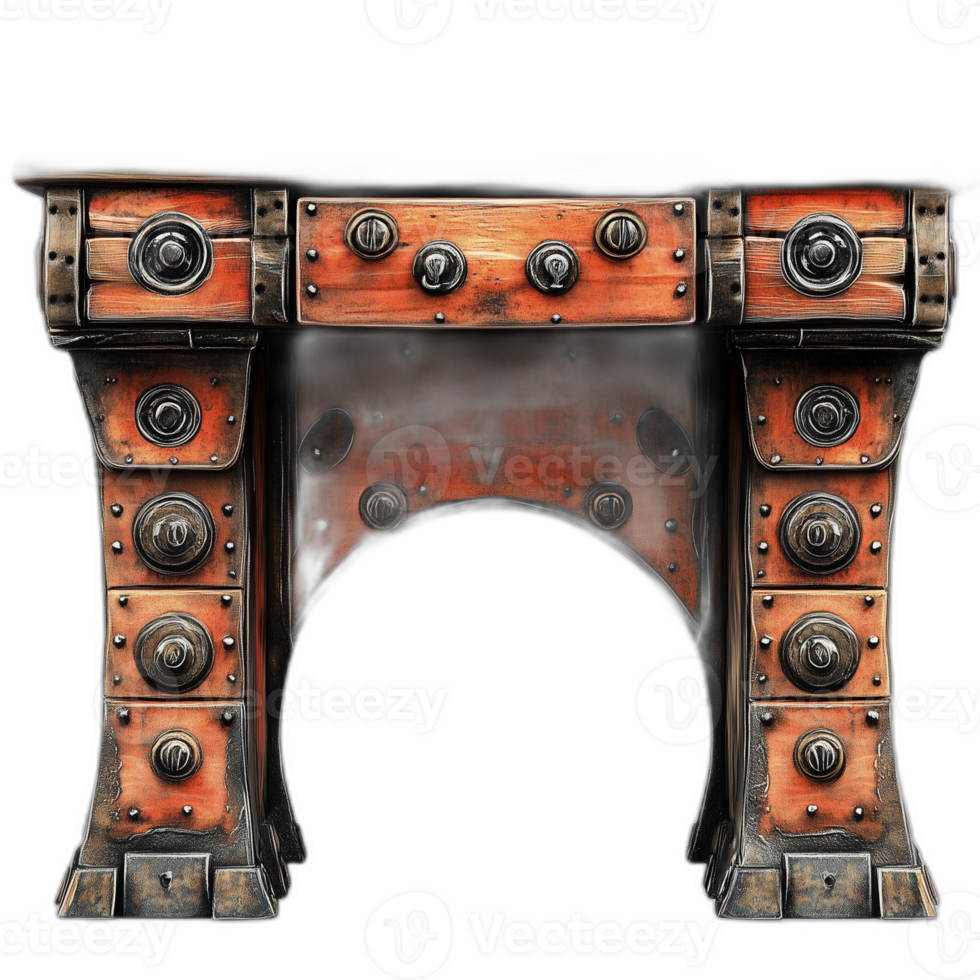 Steampunk Desk Furniture piece, Interior Furniture styling png
