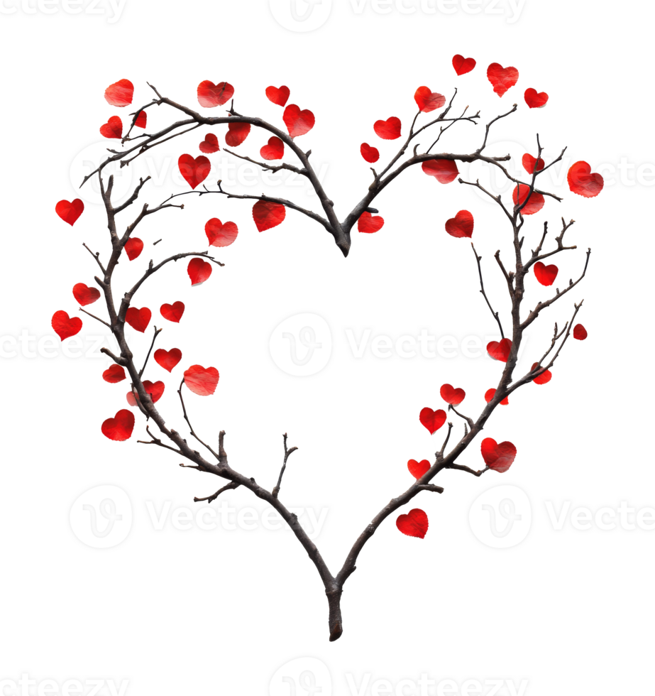 Creative heart shape made from branches and leaves png