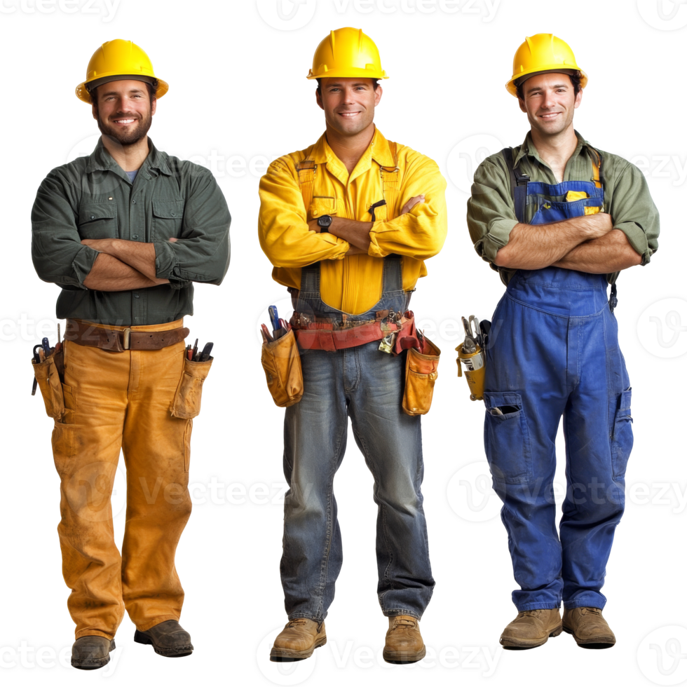 Skilled workers ready for construction project png