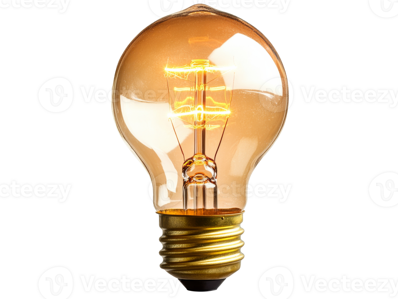 Unique vintage light bulb with glowing filament png
