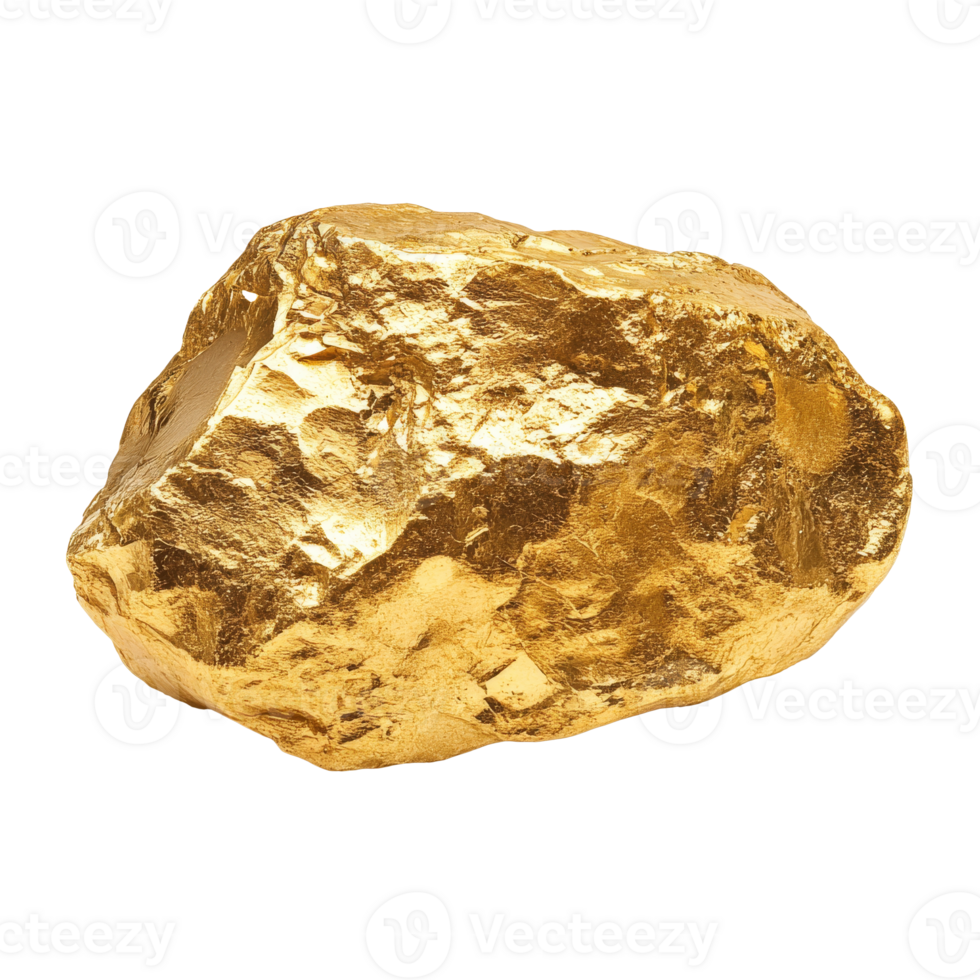 Natural gold nugget found in a riverbed png