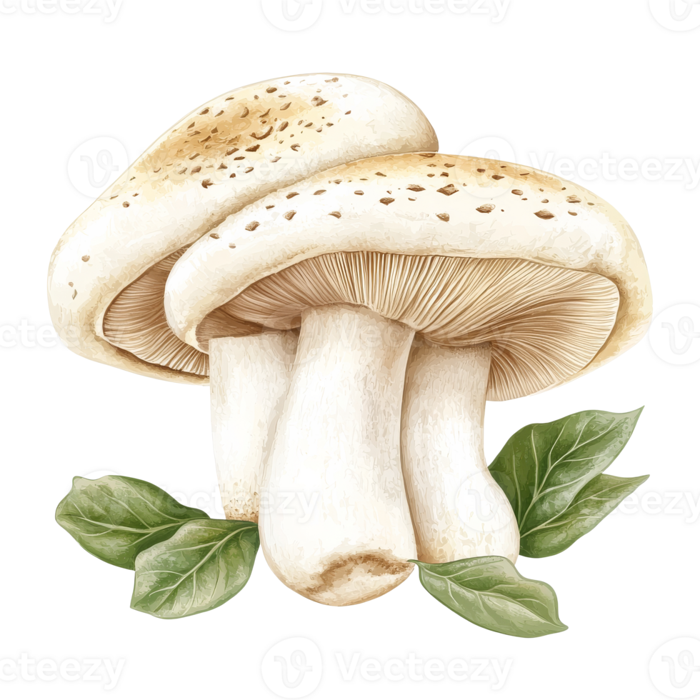 Mushrooms and fresh basil create a natural display png