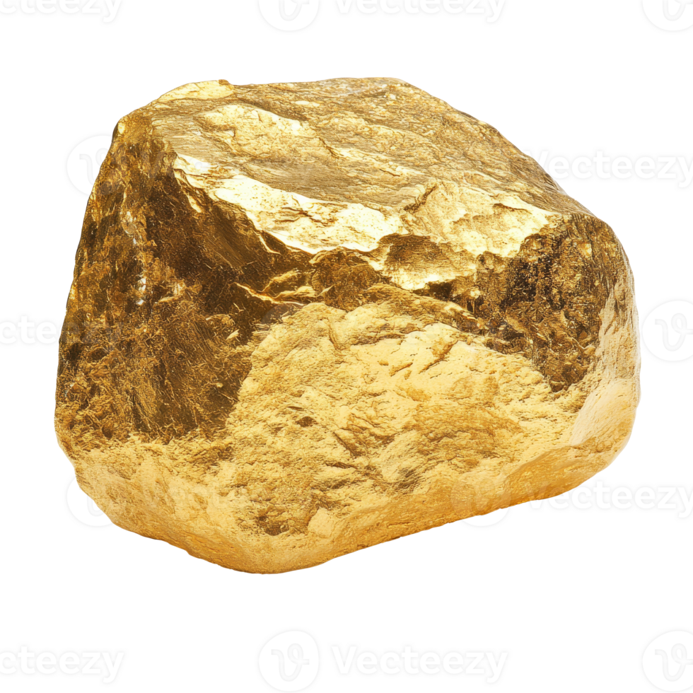 Large gold nugget displayed on white background png