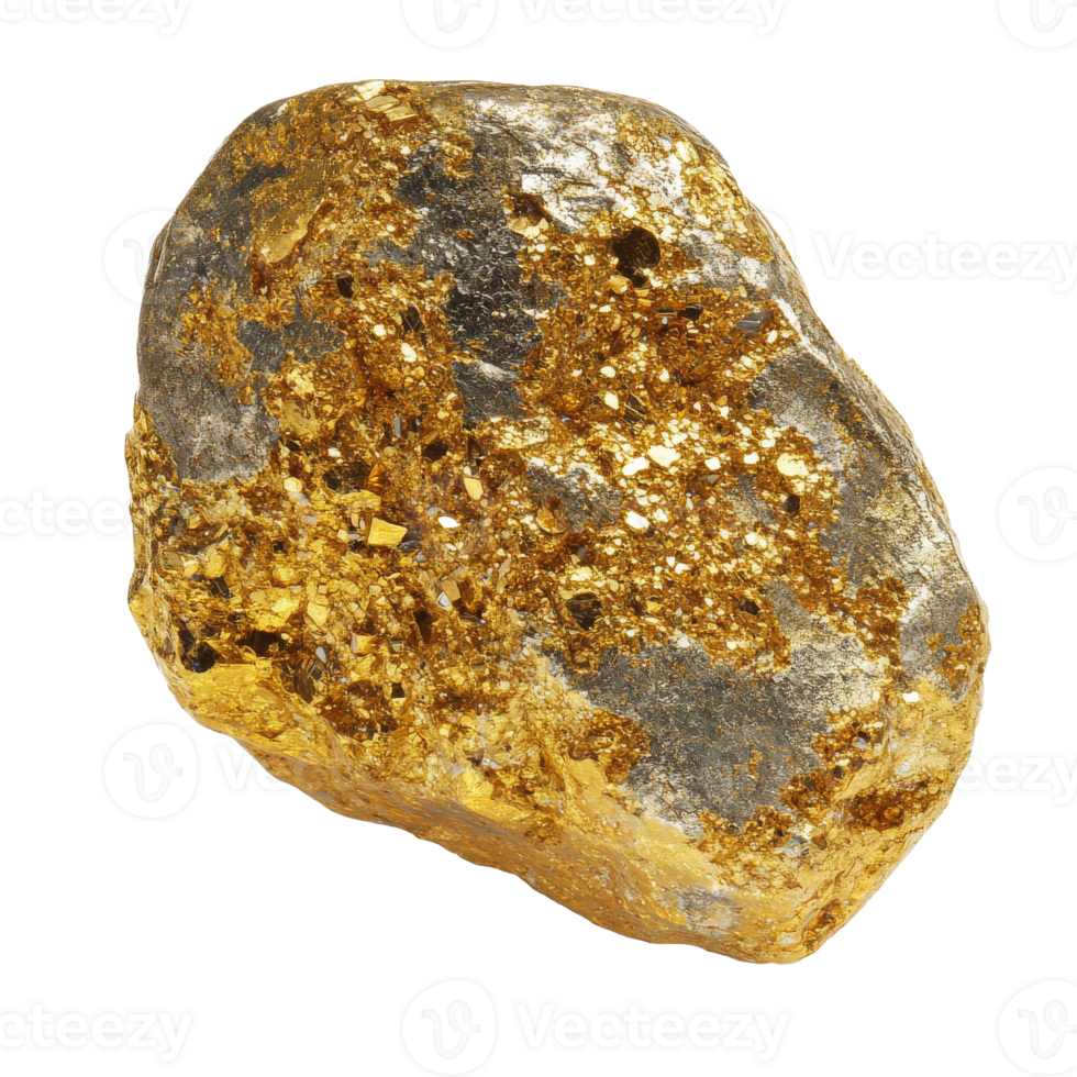 Unique specimen of gold ore with natural shine png