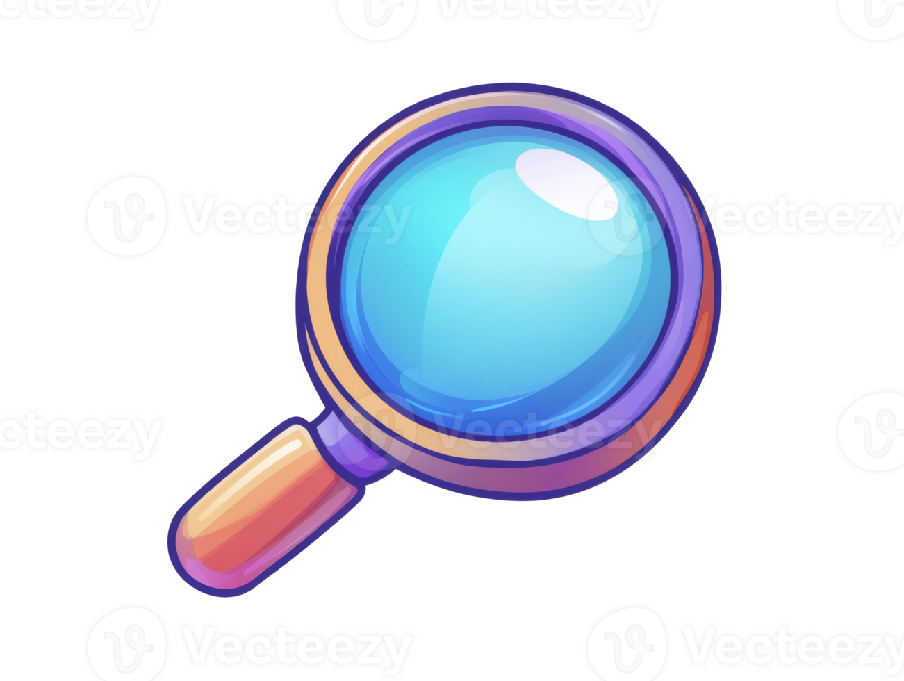 Magnifying glass illustration with vibrant colors png