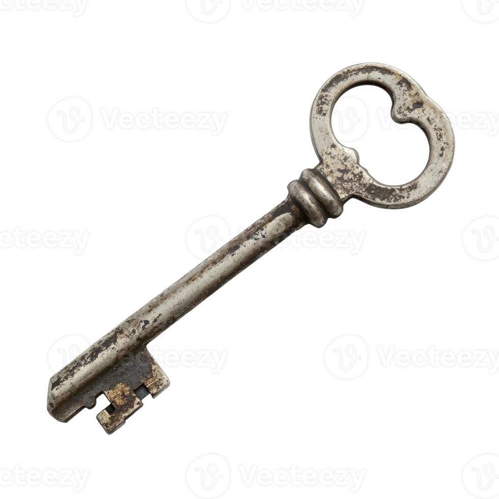 Vintage key resting on a simple surface png
