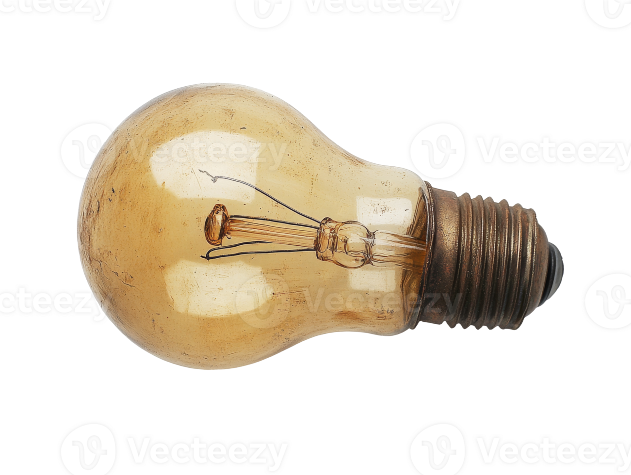 Vintage light bulb with warm glow for decor png