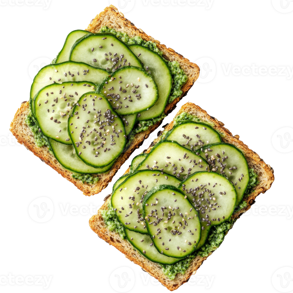 Healthy cucumber toast on whole grain bread png