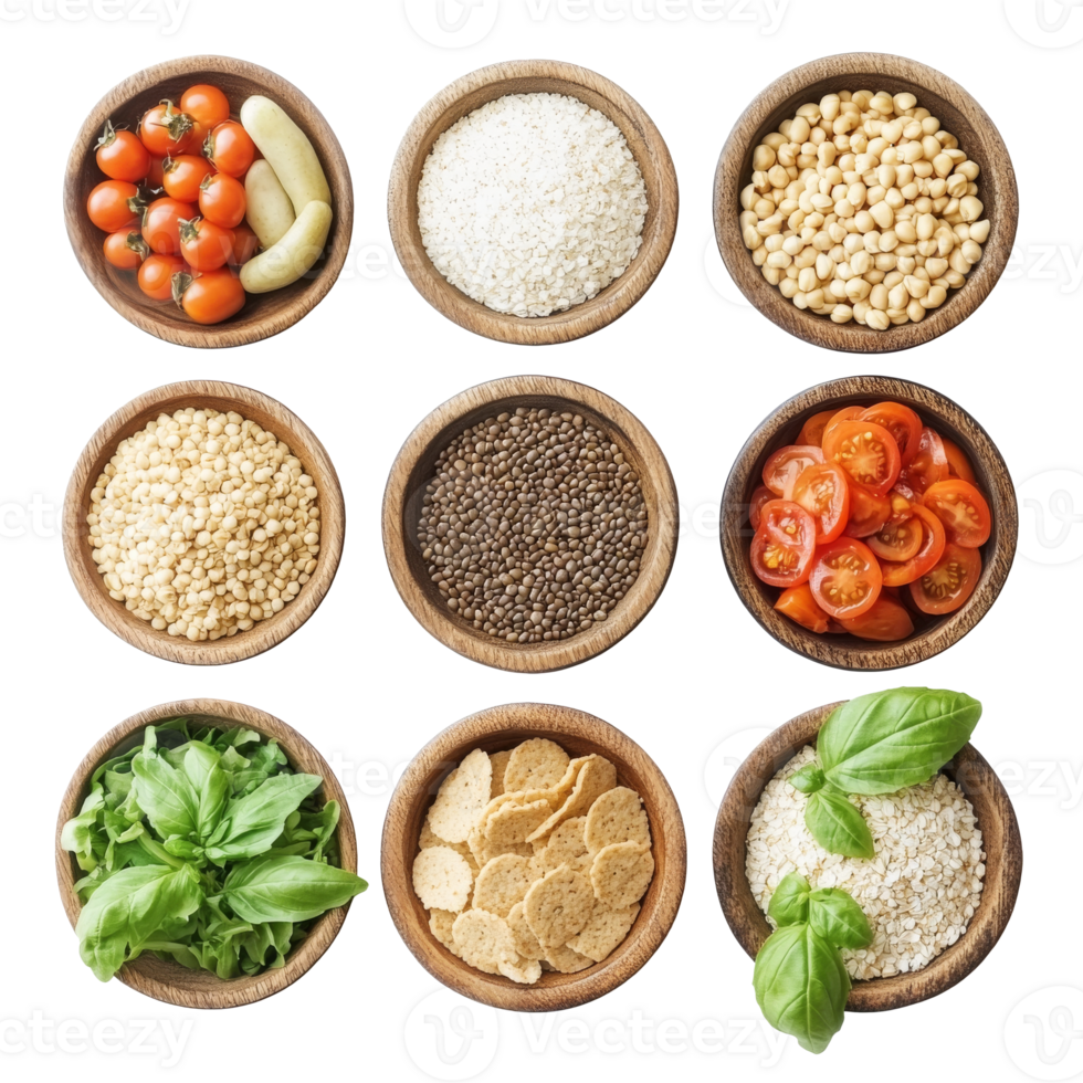 Variety of fresh ingredients for healthy meals png