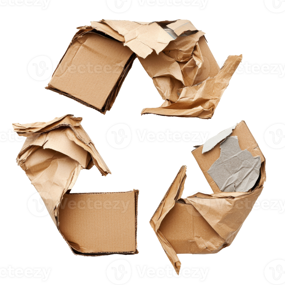 Recycled cardboard arranged in circular pattern png