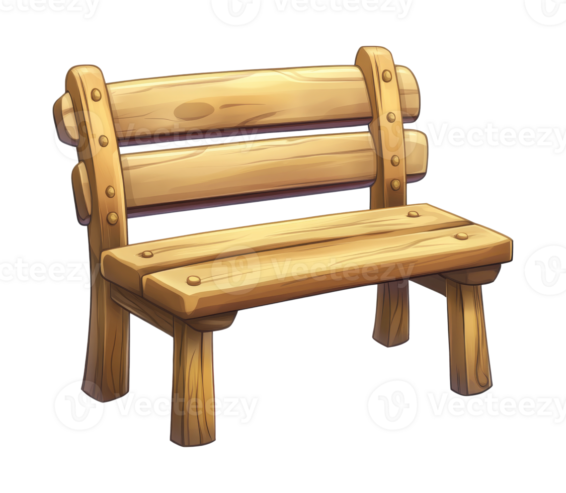 Wooden bench in a simple and rustic style png