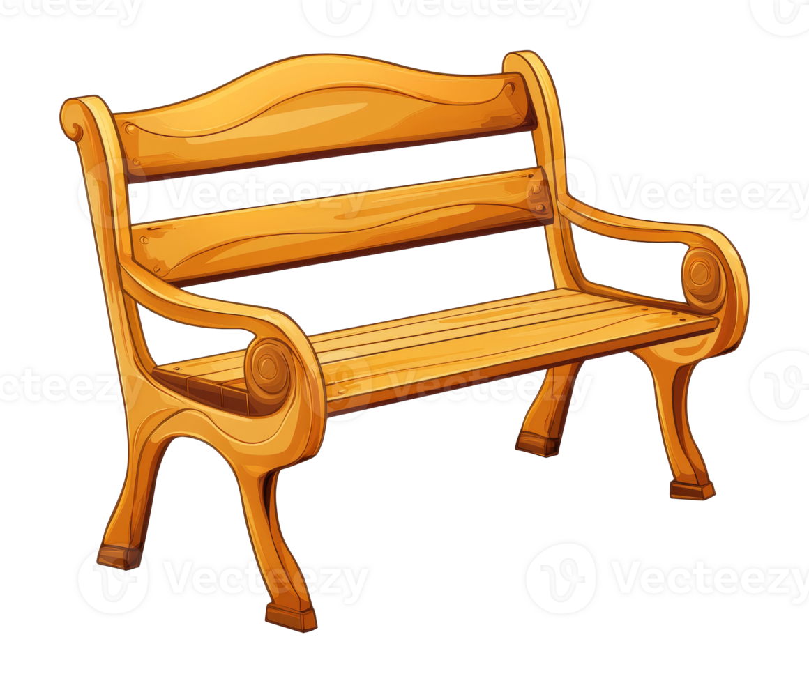 Wooden bench design in a simple style png