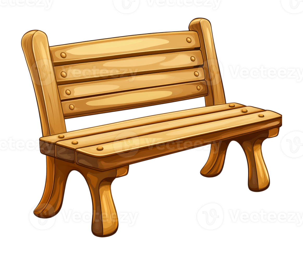 Wooden bench designed for outdoor relaxation png
