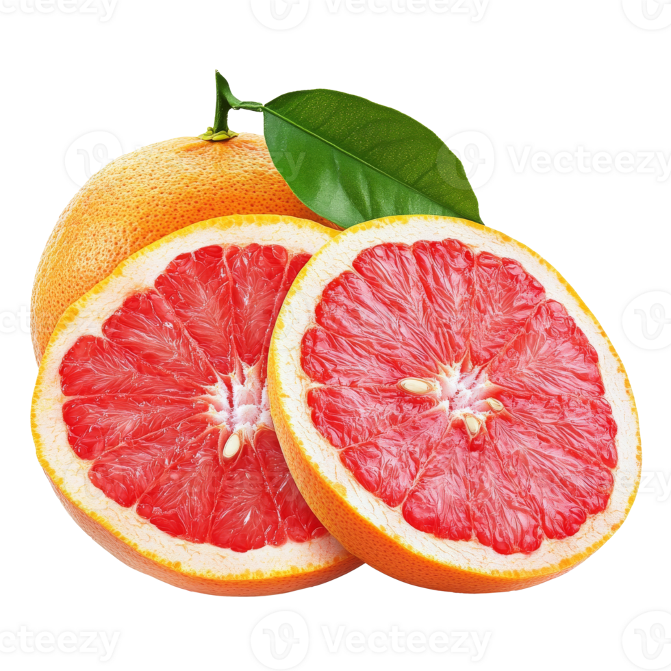 Colorful fresh grapefruit halves png