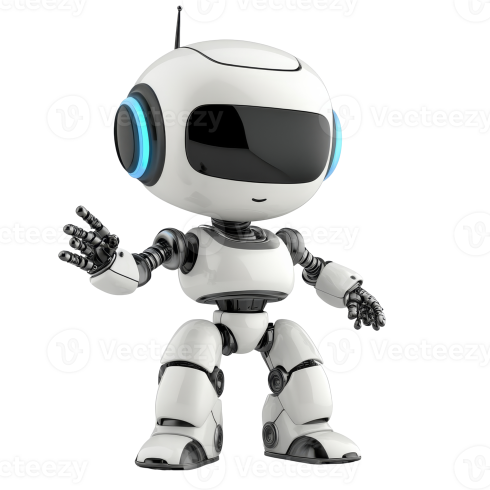 Robot with friendly design waving hello to viewers png